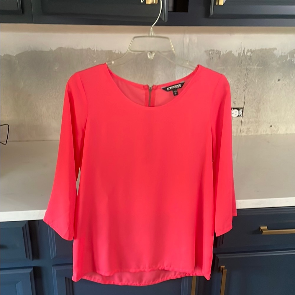 Express Pink Blouse with 3/4 Sleeves (S)